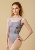 BLAIRE camisole leotard by Grand Prix polyamide micro+printed mesh, pale violet, M