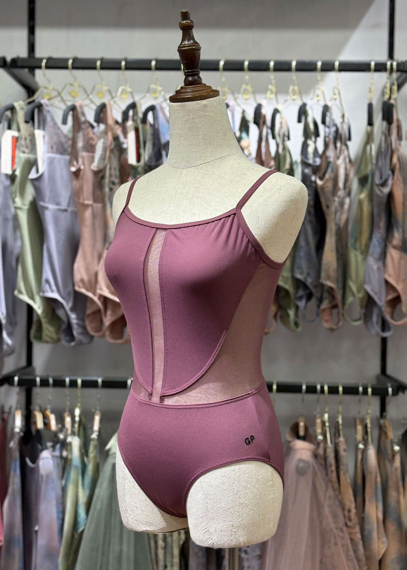 BEATRIX camisole leotard by Grand Prix nylon+spandex, plum perfect, M