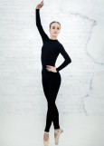 Unitard TAISIA, long sleeve, Leggings 90%cotton, 10%elastane, black, XS