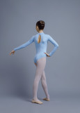 DARYA high collar long sleeve leotard by Grand Pri 90%cotton, 10%elastane, powder, 152cm