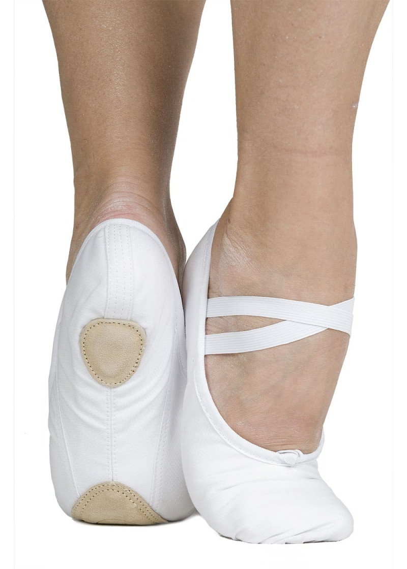 Kid's Split Sole Ballet Slippers BATTEMENT canvas, white, 33