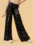 CARLIN straight ballroom pants by Grand Prix polyamide micro+printed mesh, black+nude, 134cm