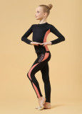 DJANA leggings by Grand Prix polyamide micro, black+coral, 152cm