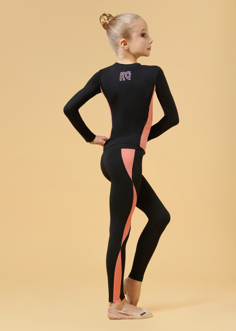 DJANA leggings by Grand Prix polyamide micro, black+coral, 152cm