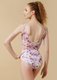 GABRIELLE tank leotard by Grand Prix polyamide micro+printed mesh, frisbee purple, M