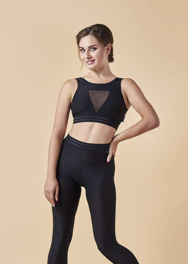 GABI crop top by Grand Prix polyamide micro, jet hematite, S