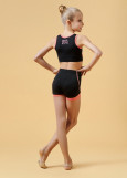 FRANKA shorts by Grand Prix polyamide micro, black+coral, 158cm