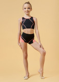 KARINA shorts by Grand Prix polyamide micro, black+coral, 134cm