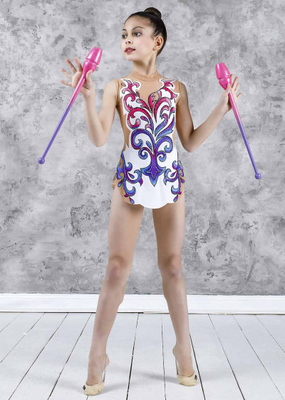 PANDORA.D - Rhytmic Gymnastic Leotard 90%polyamide, 10%elastane, white, 146cm