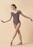 KAMILA short raglan sleeve leotard by Grand Prix polyamide micro+mesh, mocco, 152cm