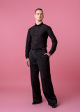 BRYAN button down Latin Competition Shirt by Grand 90%polyamide, 10%elastane, black, 140cm