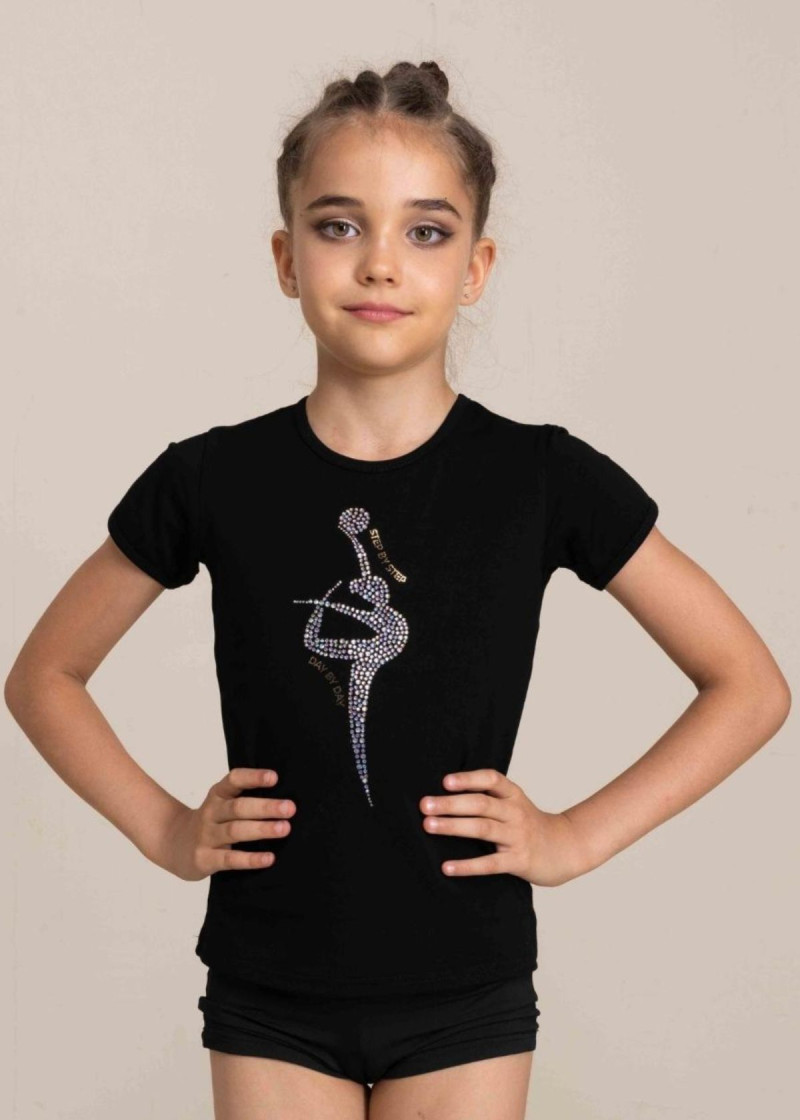 PALOMA t-shirt, gymnast with ball by Grand Prix 90%cotton, 10%elastane, black, Light Topaz AB, 152cm