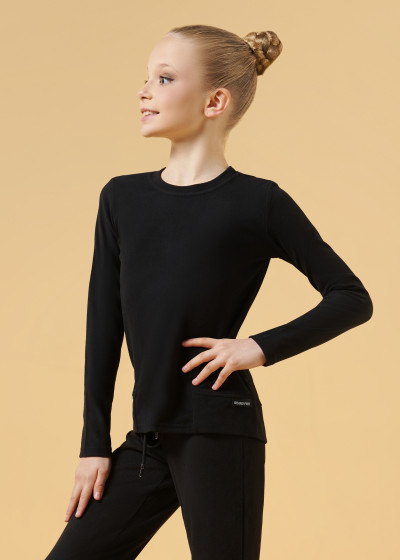 ROBERTA long sleeve T-shirt by Grand Prix fleece, black, 122cm