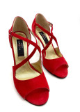 Tango shoes FLAVIA suede, Red, 8 cm, 4,5