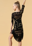 RUMOR fishnet dance dress by Grand Prix printed mesh, black+nude, 146cm