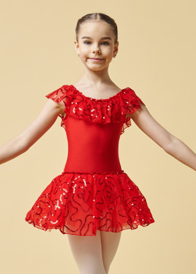 Costume Grand Prix SHINE 90%polyamide, 10%elastane, red, 134cm
