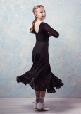 Ballroom skirt BRAVO 90%polyamide, 10%elastane, black+black, 140cm