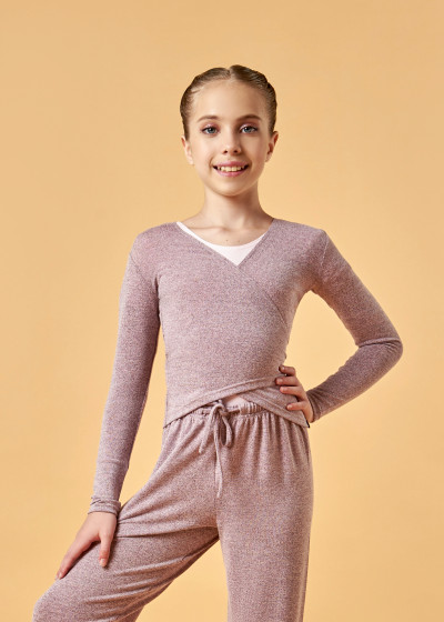STASSI JUNIOR top by Grand Prix melange jersey, pink, 140-146cm
