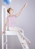 CAMERONA raglan short sleeve leotard by Grand Prix polyamide micro+flocked mesh, lavender, 152cm