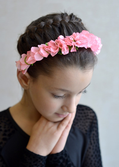 Headband Flower wreath light pink