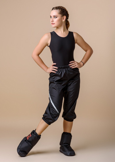 Short Pants with Sauna Effect Grand Prix SAUNA 3/4 100%polyester, black, Dance generation, 158cm