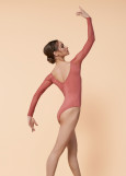 DANNA long raglan sleeve leotard by Grand Prix polyamide micro+mesh, dusty rose, L