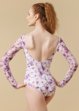 DANIELLE long sleeve leotard by Grand Prix polyamide micro+printed mesh, frisbee purple, L