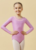 FLAKE long sleeve leotard by Grand Prix polyamide micro+flocked mesh, lavender, 146cm