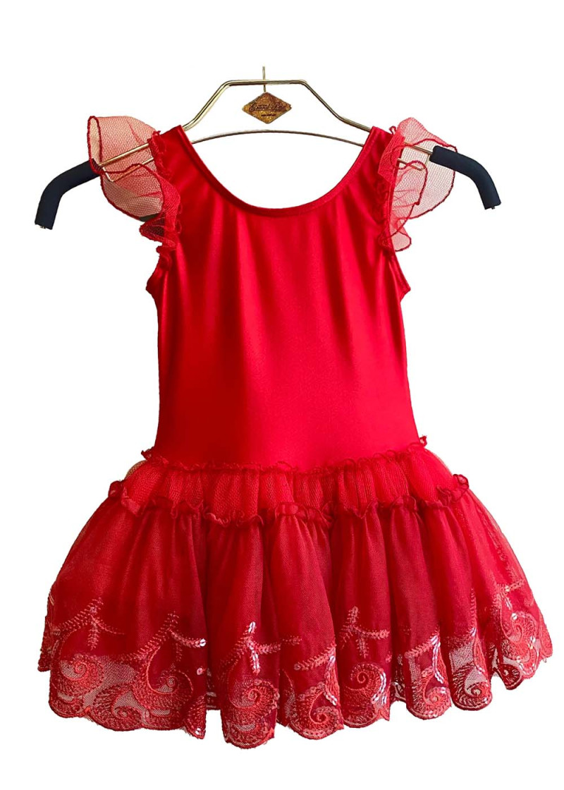 Tutu dress TIANA lycra+tulle, red, 122cm