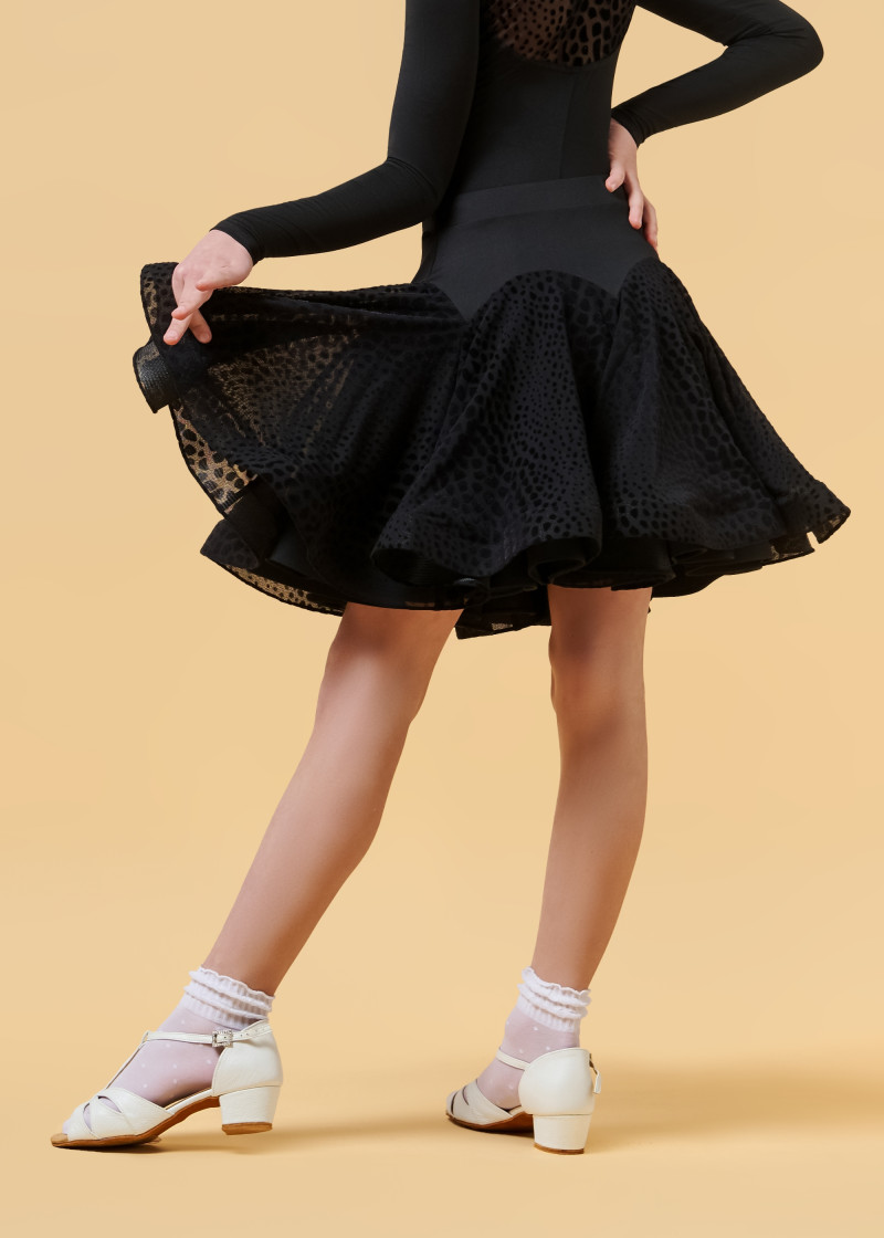 MIRIAM latin skirt with crinoline by Grand Prix polyamide micro+flocked mesh, black, 146cm