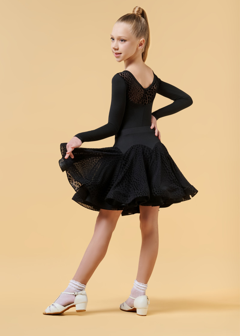 MIRIAM latin skirt with crinoline by Grand Prix polyamide micro+flocked mesh, black, 146cm