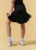 RUBY latin dance skirt by Grand Prix polyamide micro+flocked mesh, black, 128cm