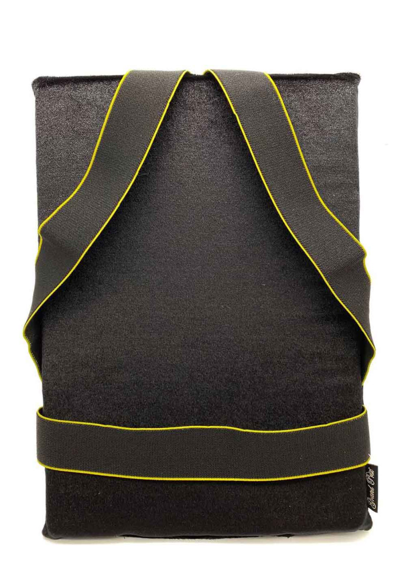 Back pillow for stretching foam rubber+velur, black+lemon