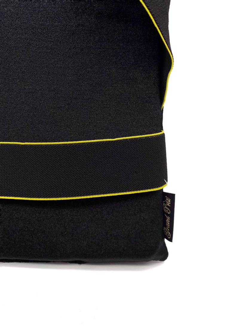 Back pillow for stretching foam rubber+velur, black+lemon