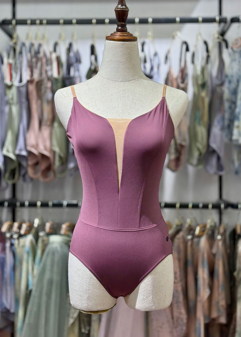 BRIALLINE camisole leotard by Grand Prix nylon+spandex, plum perfect, L