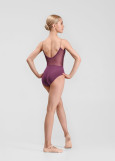 BRIALLINE camisole leotard by Grand Prix nylon+spandex, plum perfect, L