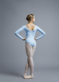 DALILA long sleeve leotard by Grand Prix 90%cotton, 10%elastane, powder, 122cm