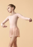 DOMENICA long sleeve leotard with mesh skirt by Gr 90%cotton, 10%elastane, ballet pink, 122cm