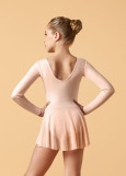 DOMENICA long sleeve leotard with mesh skirt by Gr 90%cotton, 10%elastane, ballet pink, 122cm