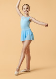 BRITTANY tank leotard with skirt by Grand Prix polyamide micro+mesh, powder blue, 122cm