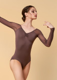 DANNA long raglan sleeve leotard by Grand Prix polyamide micro+mesh, mocco, S