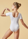 KLEOPATRA short sleeve leotard by Grand Prix 90%cotton, 10%elastane, white, 122cm