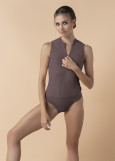 JESS high-neck leotard with zipper by Grand Prix polyamide micro, mocco, 152cm