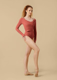 RENE warm-up body by Grand Prix rayon rib knit, dusty rose, M