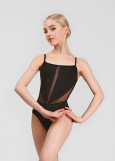 BEATRIX camisole leotard by Grand Prix nylon+spandex, black, L