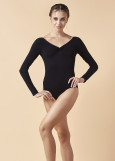 DALILA long sleeve leotard by Grand Prix 90%cotton, 10%elastane, black, XS