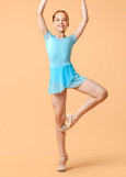 KAYLA raglan short sleeve leotard with skirt by Gr polyamide micro+mesh, powder blue, 116cm