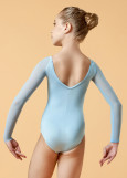 DANNA long raglan sleeve leotard by Grand Prix polyamide micro+mesh, powder blue, 146cm