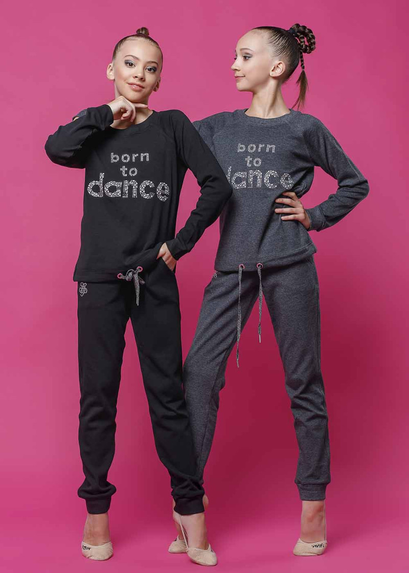 Tracksuit OLIMPIC "Born to Dance" 90%cotton, 10%elastane, black, 168cm(15-16 years)