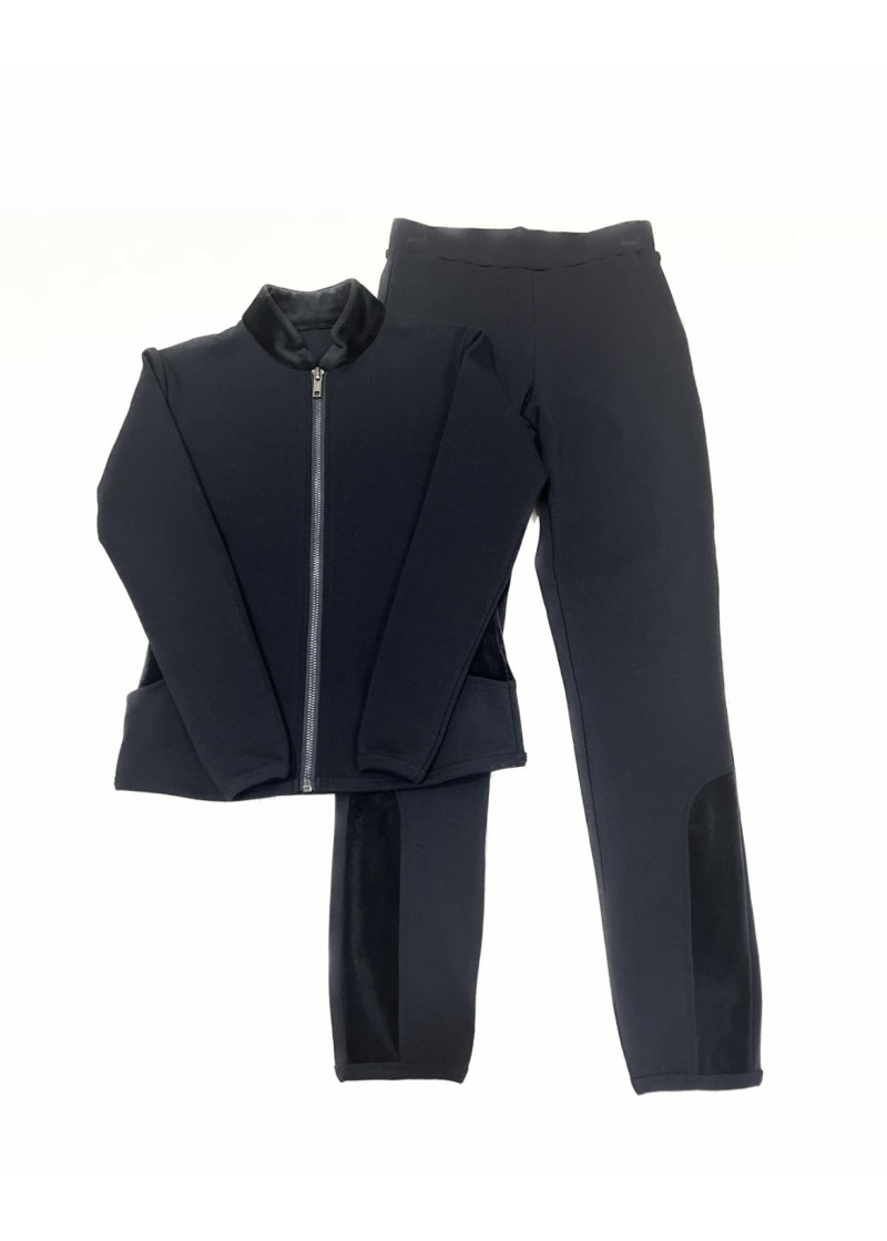 HARPER tracksuit by Grand Prix cotton+velour, black, 134cm